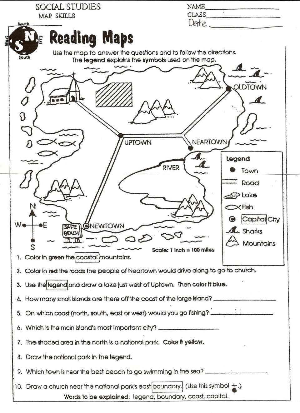 6th Grade Map Worksheets Printable
