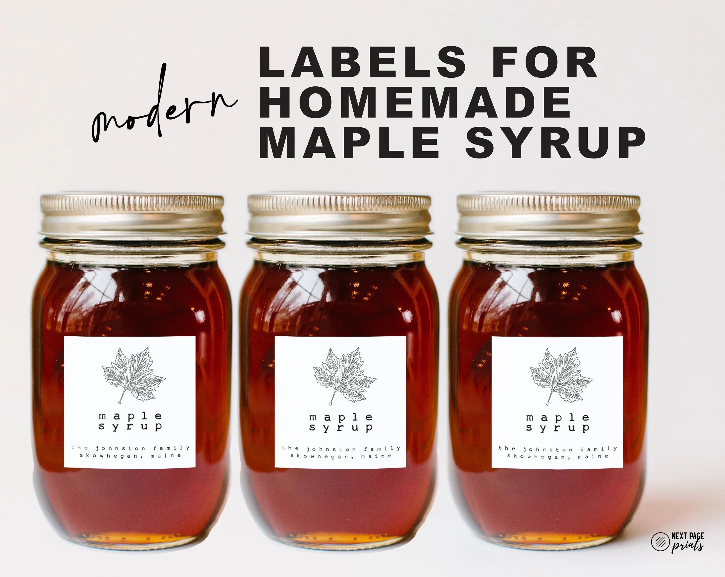 12 Piece Maple Syrup Labels Customizable Modern Gold Silver White Label Homemade Christmas Holiday Gift Wedding Favor MS17 Etsy