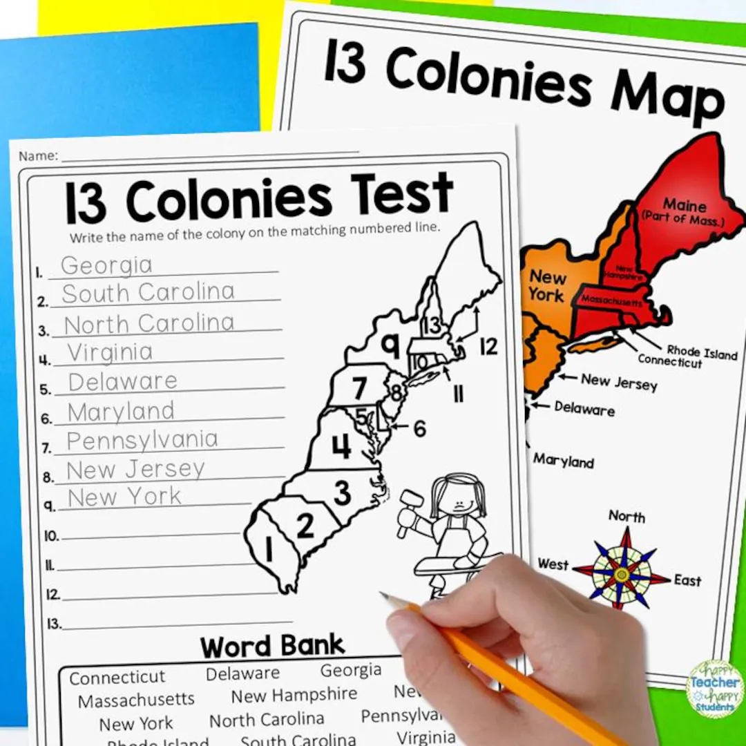 Blank 13 Colony Map Printable