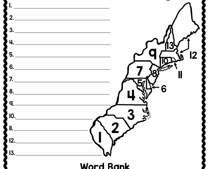 13 Colonies Map Quiz 13 Colonies Map Worksheet Blank 13 Colonies Map 13 Colonies Test Homeschool Made By Teachers