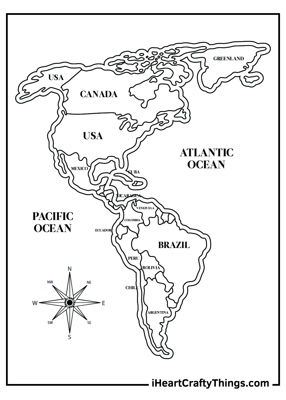 Printable World Map For Kids To Color