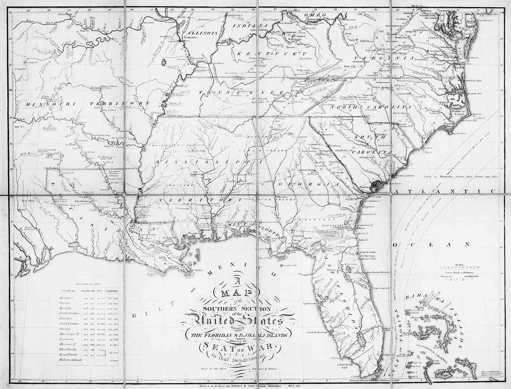 1813 Map Of The Southeast American