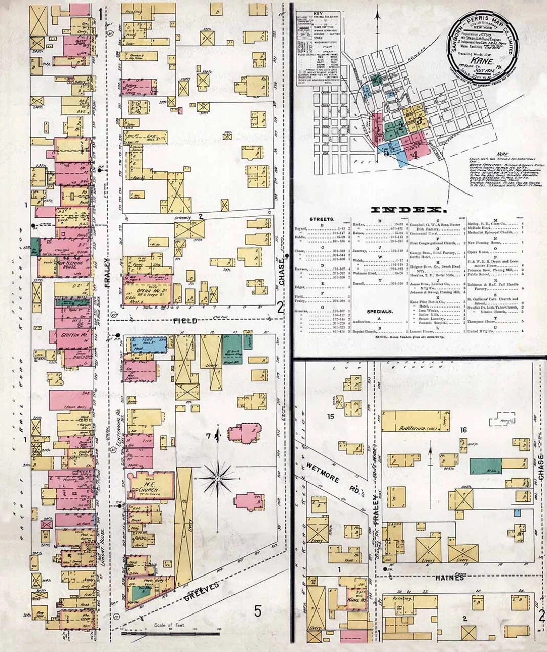 1898 Town Map Of Kane Mckean County Pennsylvania Etsy