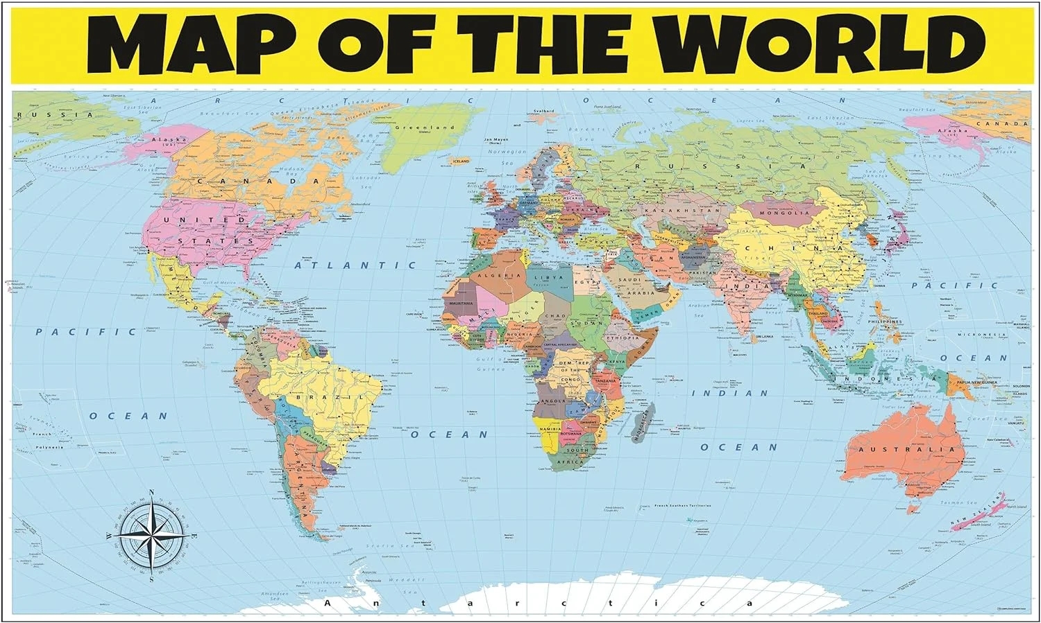 Easy To Read Printable World Map