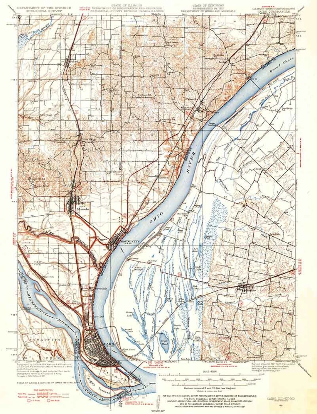 1931 Topo Map Of Cairo Illinois Ohio River Mound City Etsy