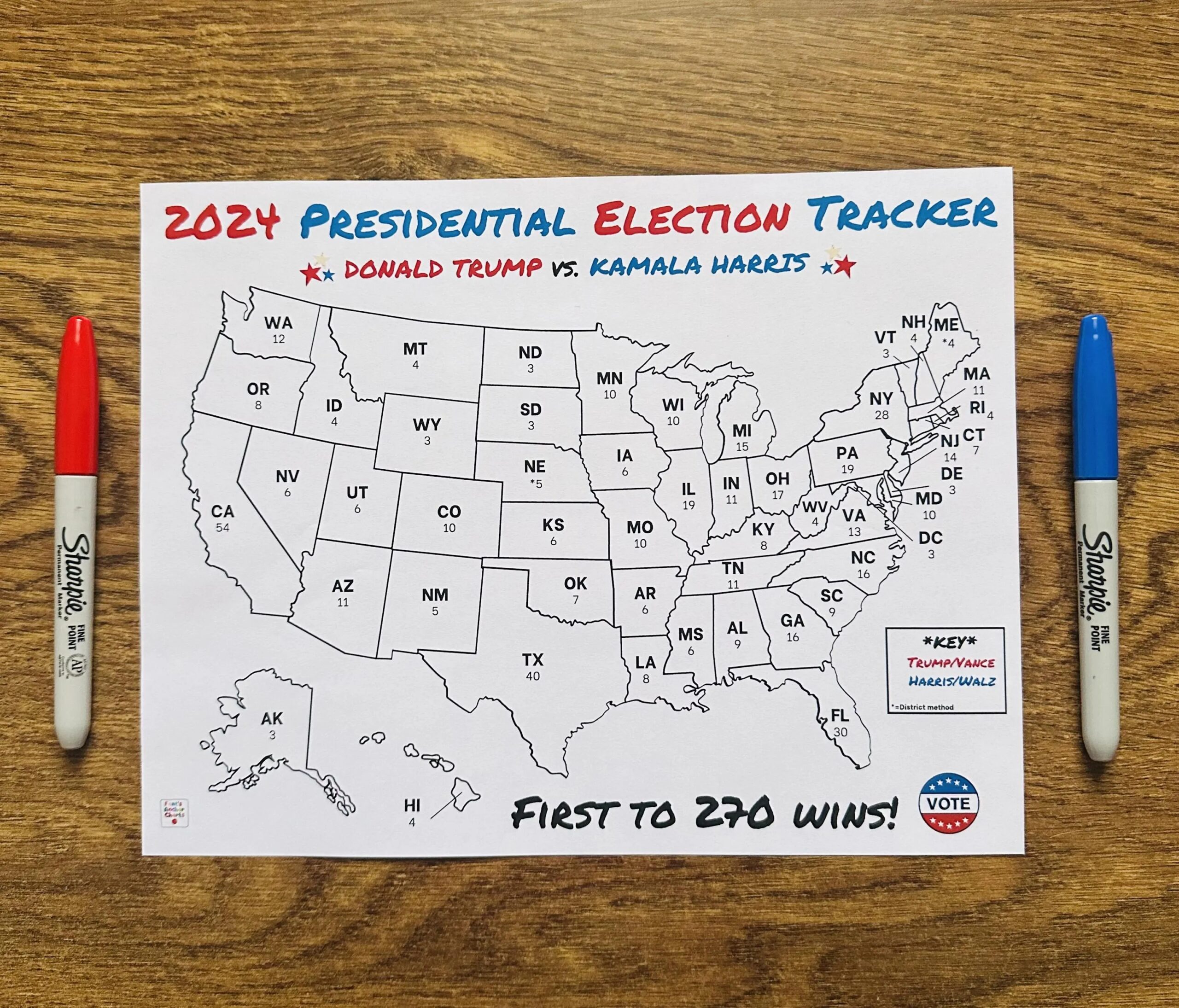 2024 Electoral College Map Coloring Sheet Election Night Activity Presidential Election Vote Tracker Updated Electoral College Map Etsy