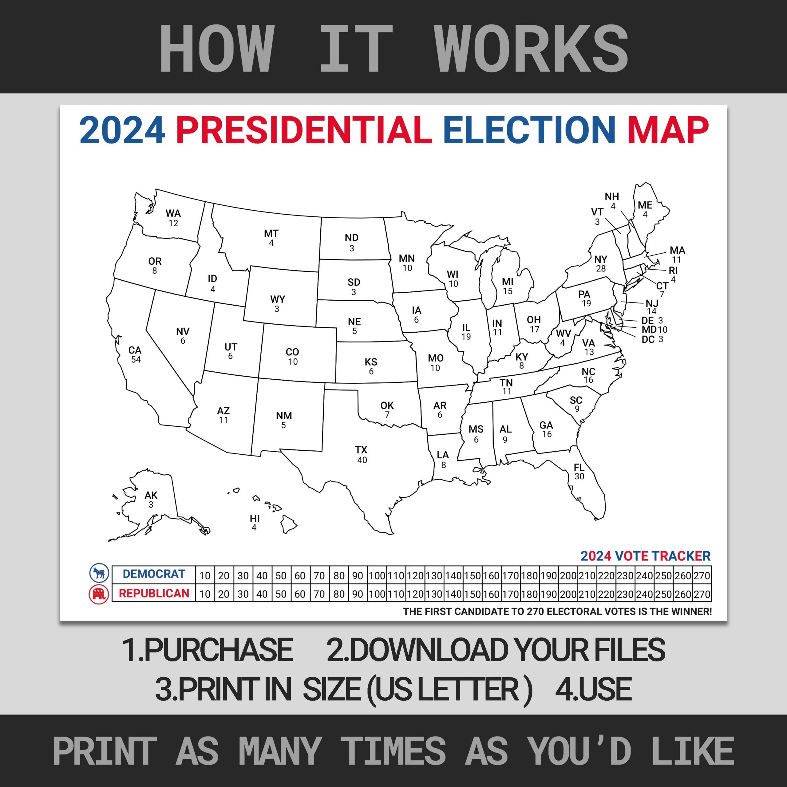 Printable Electoral Collge Map Printable Printable Electoral Collge Map Printable