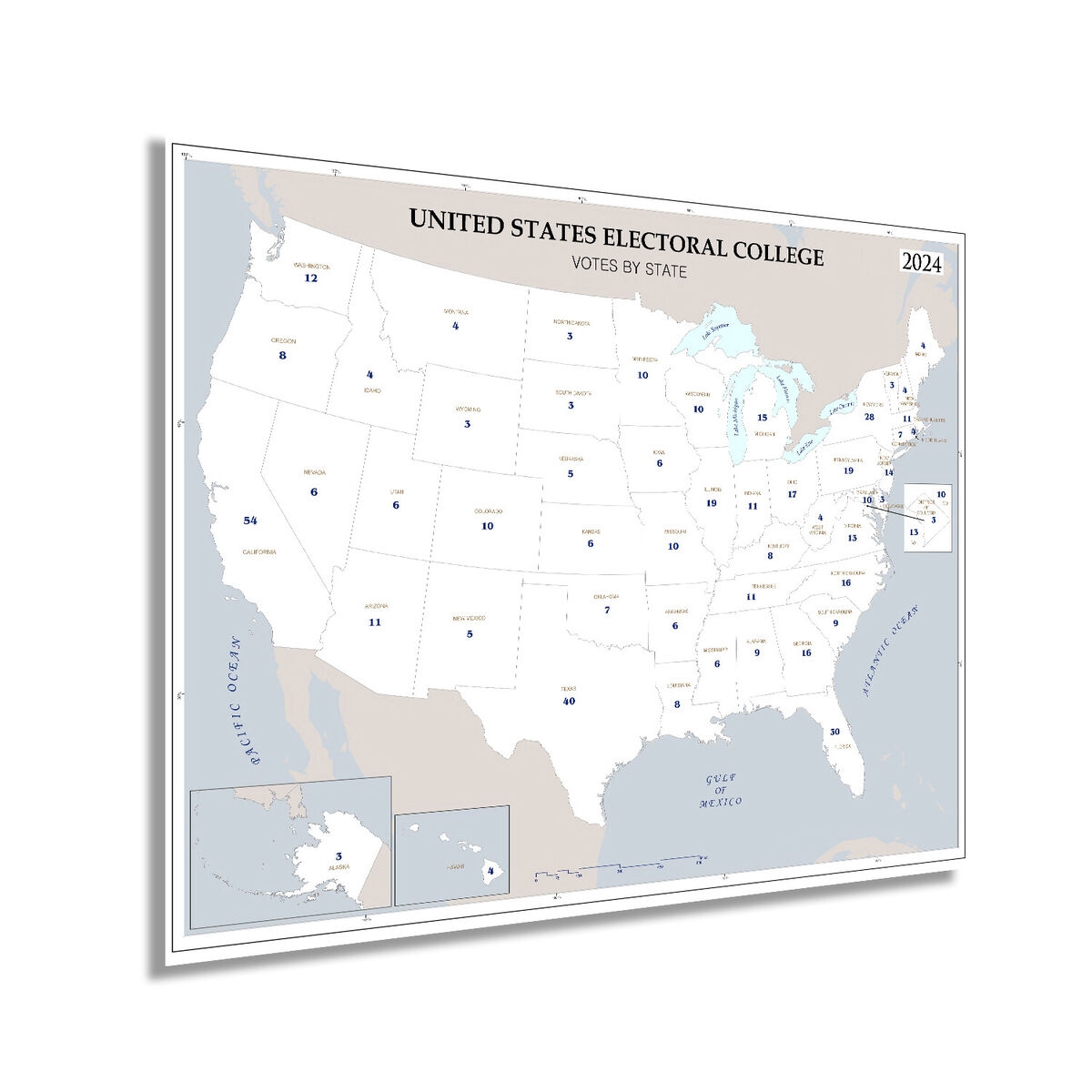 2024 Updated United States Electoral College Votes By State Map Poster Print EBay