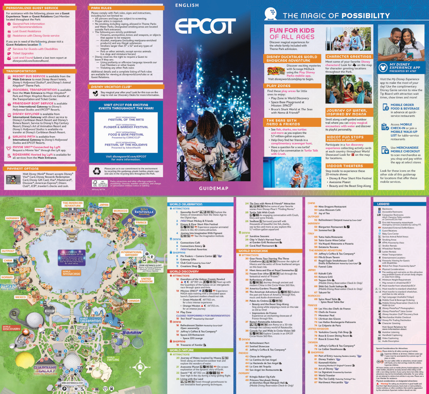 2025 EPCOT Map Of Disney World Printable PDF Details 
