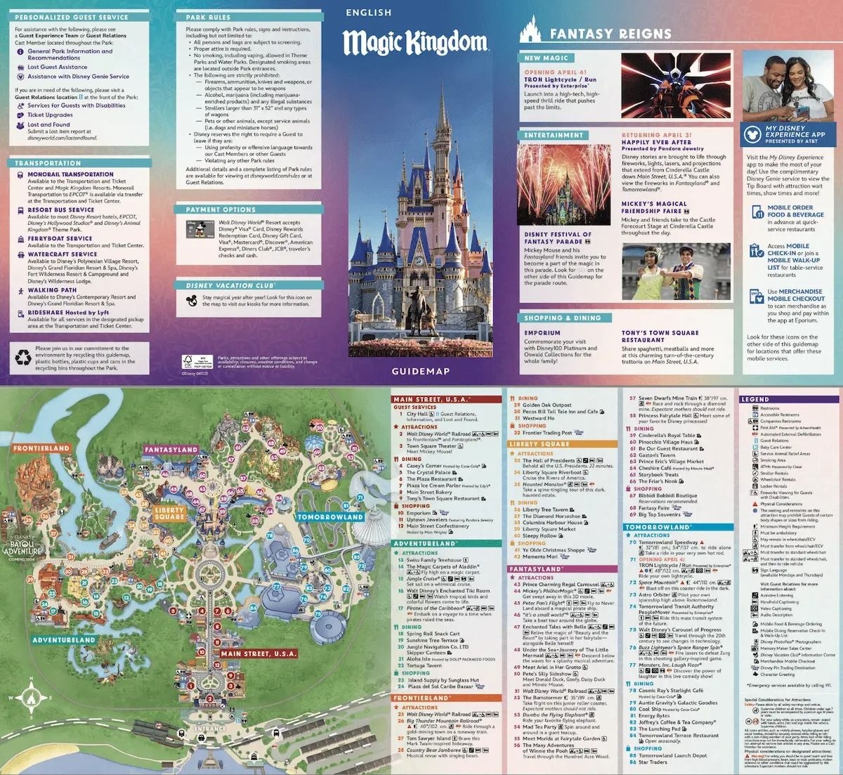 2025 Magic Kingdom Map Of Disney World Printable PDF Plus Individual Lands