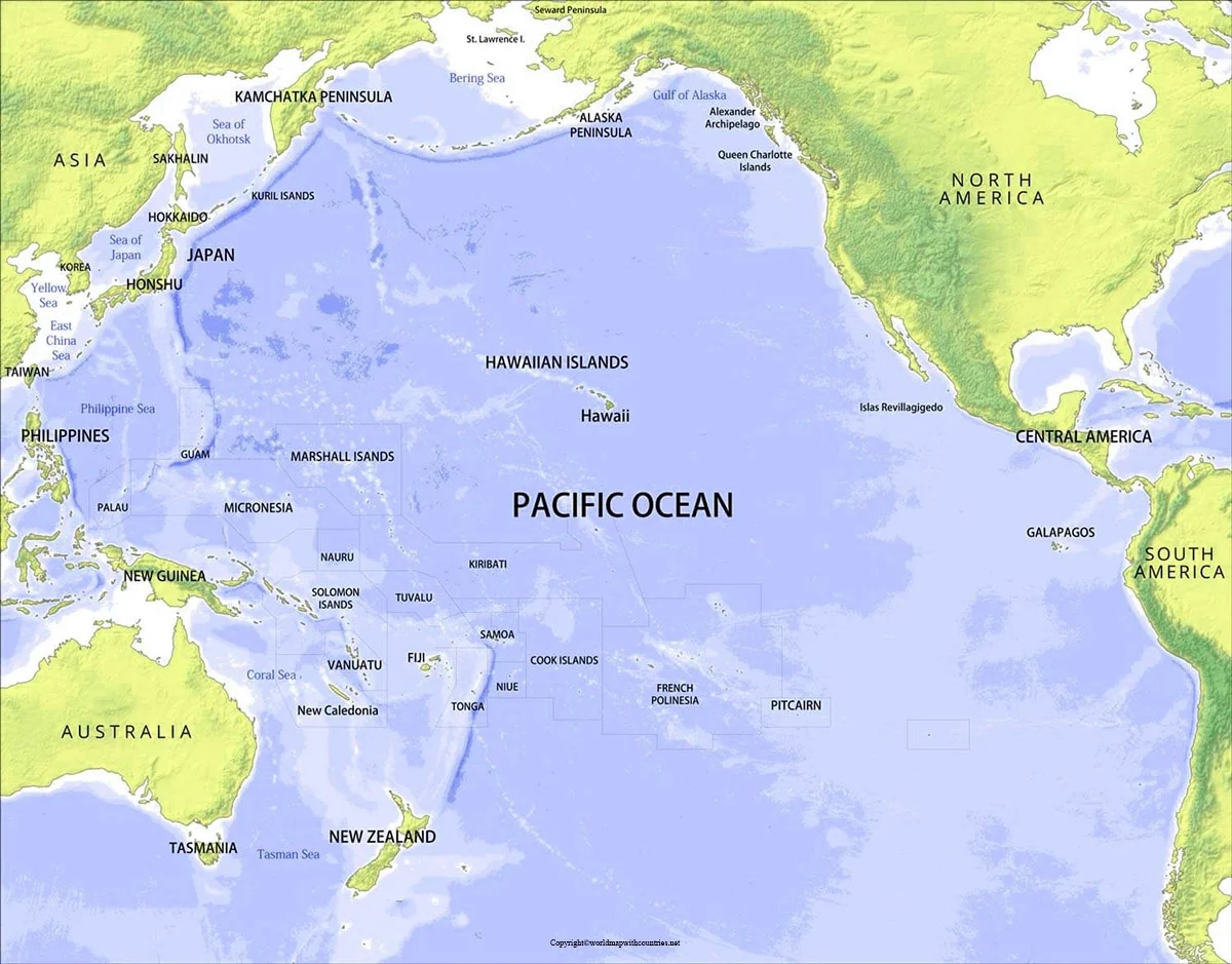 3 Free Printable World Map With Pacific Ocean Map In PDF