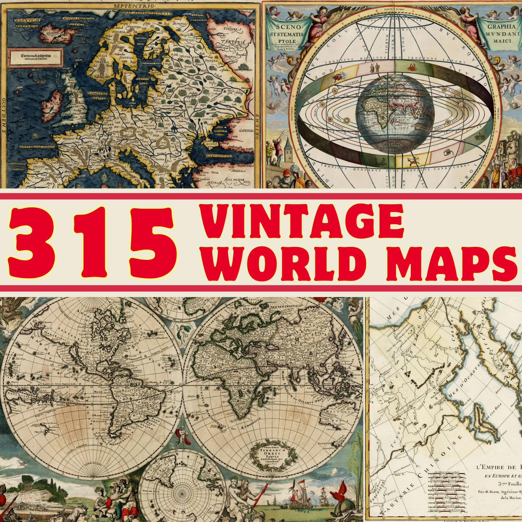 Free Printable Red Vintage Maps