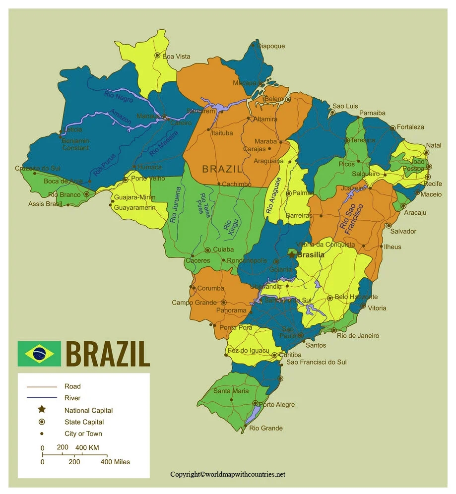Free Printable Brazilian Map