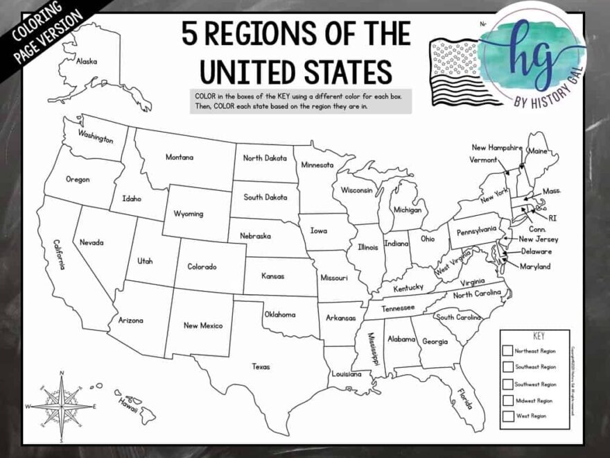 5 Regions Of The United States Map Activity Print And Digital By History Gal