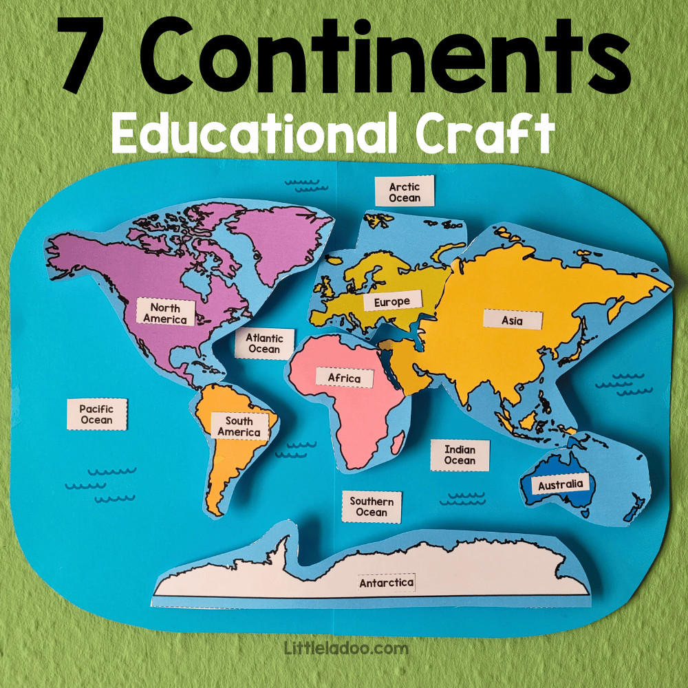 Printable Map 7 Continents Cut Outs