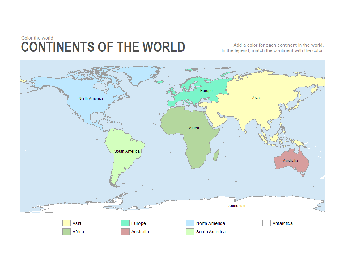 7 Continents Map Printable For Kids