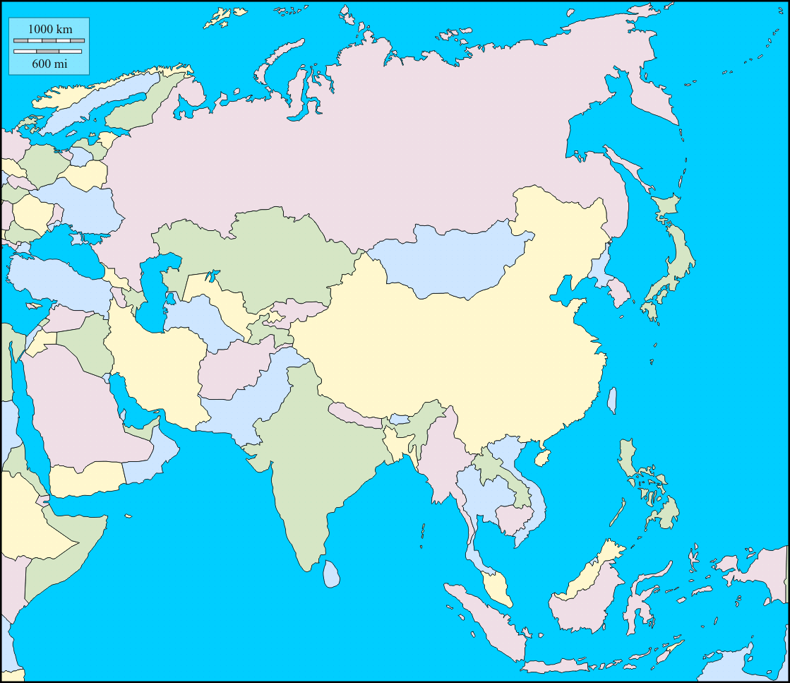 Asia Political Map Blank Printable
