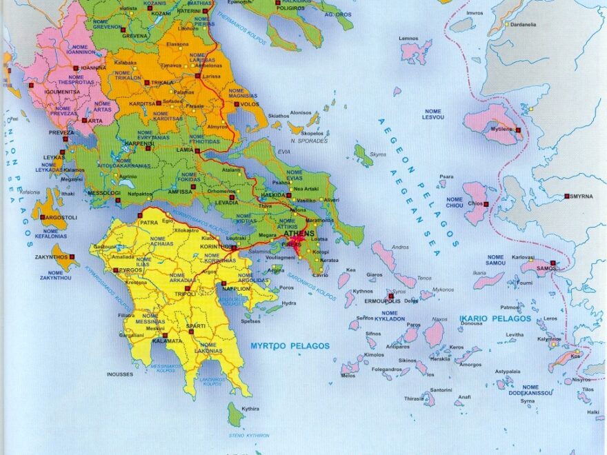 A Map Of Greece And The Greek Islands