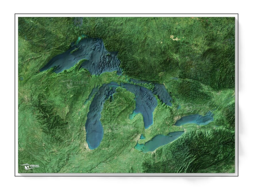 A Shaded Relief Map Of The Great Lakes Rendered From 3d Data And Satellite Imagery OC R dataisbeautiful