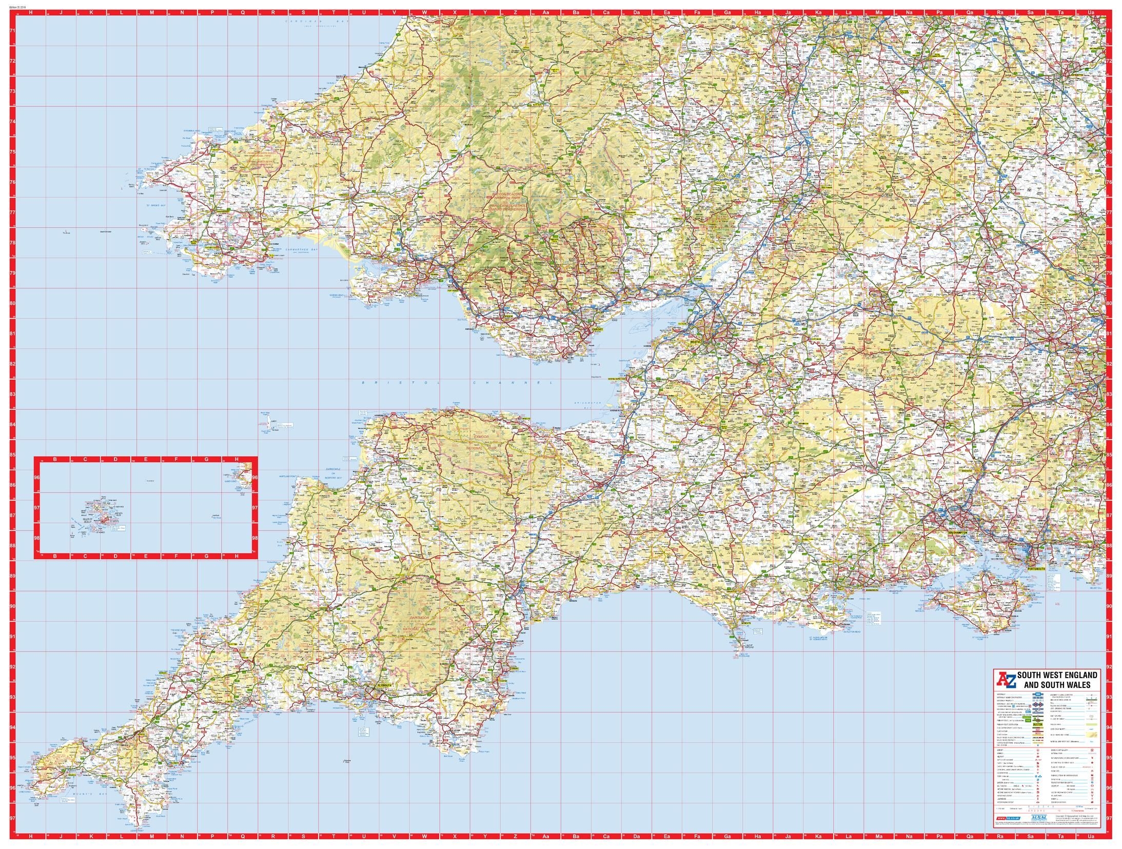 A Z South West England And South Wales Road Map Stanfords