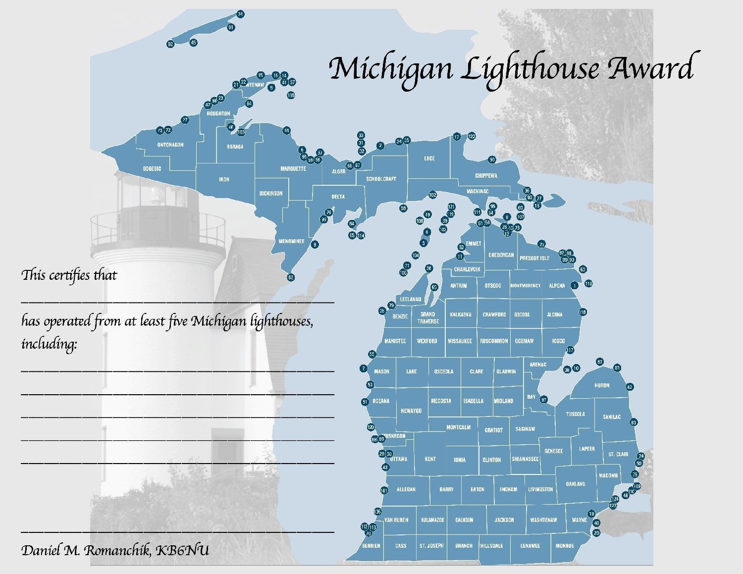 Activate 5 Michigan Lighthouses And Get An Award 