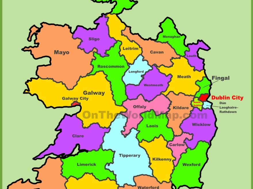Administrative Divisions Map Of Ireland Counties Map Of Ireland Ontheworldmap