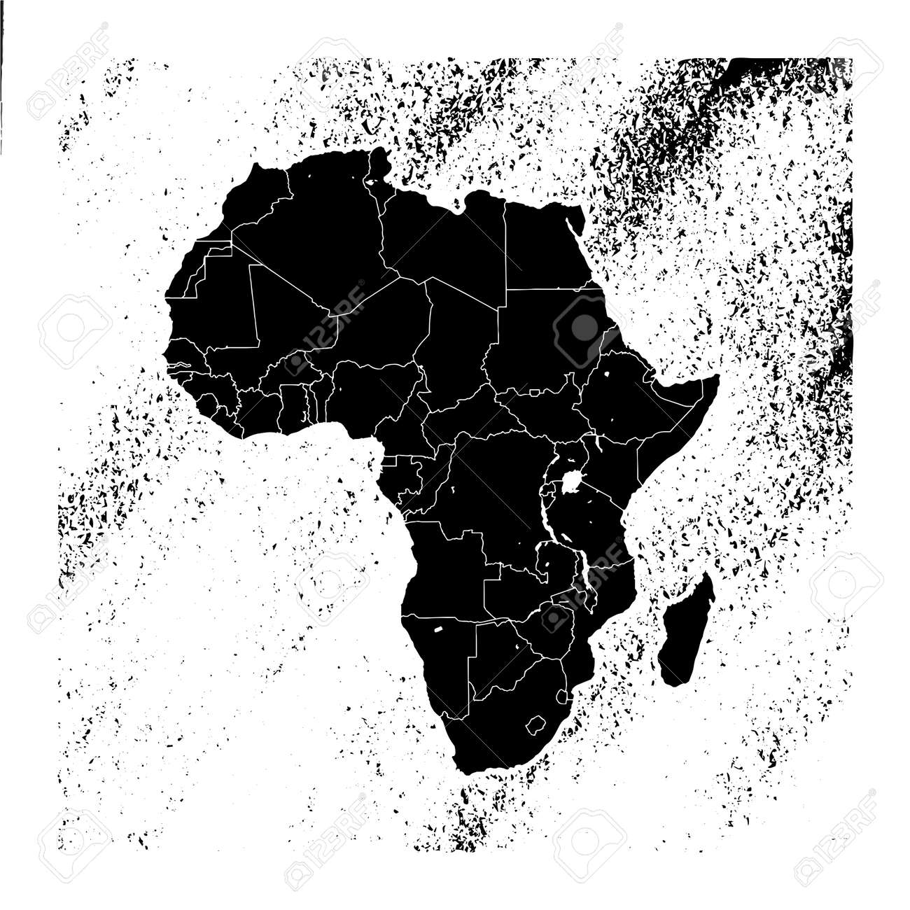 Africa Map On Vintage Background Black And White Hand Drawn Illustration Icon Sign For Print And Labeling Royalty Free SVG Cliparts Vectors And Stock Illustration Image 155536087 