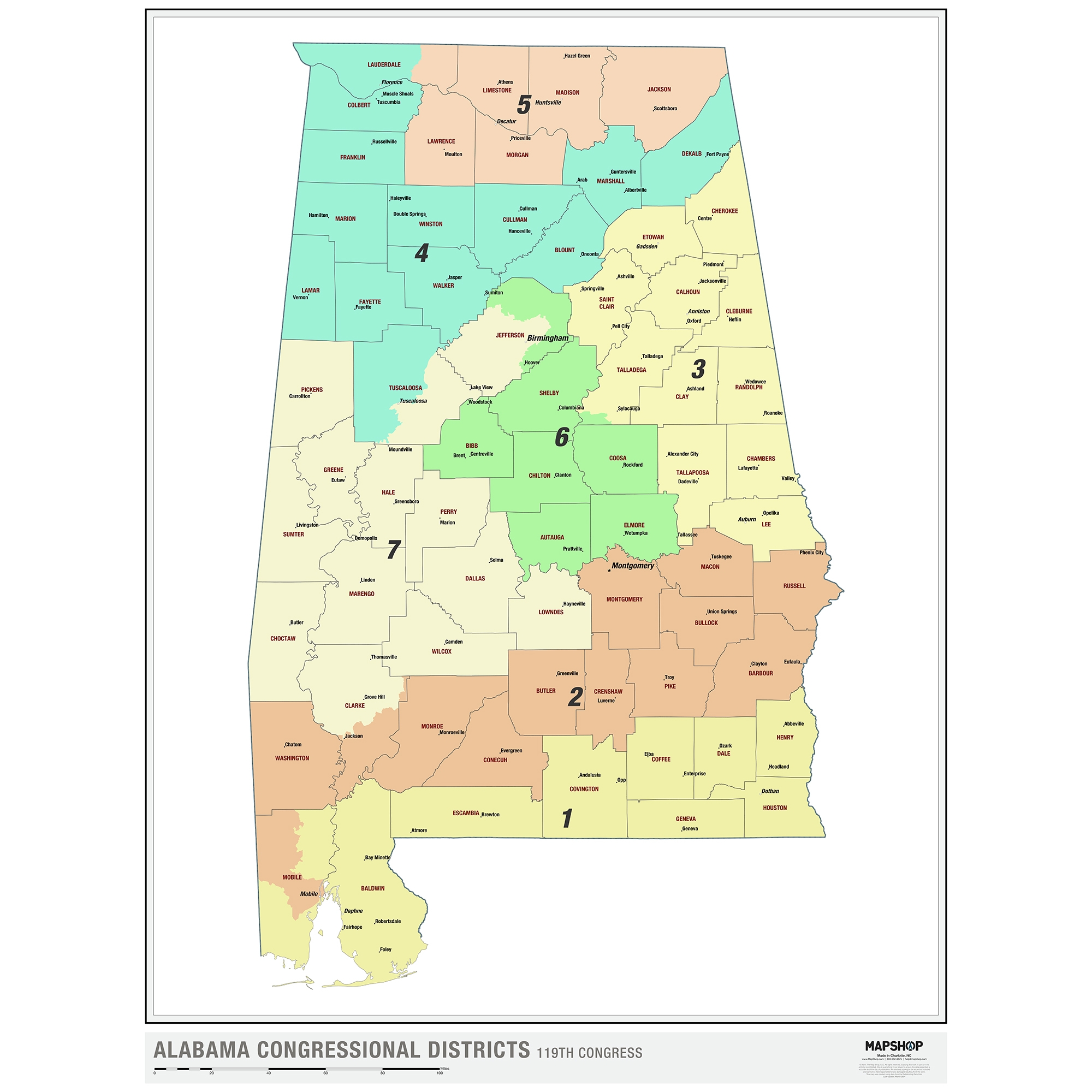 Printable Alabama Map With Counties
