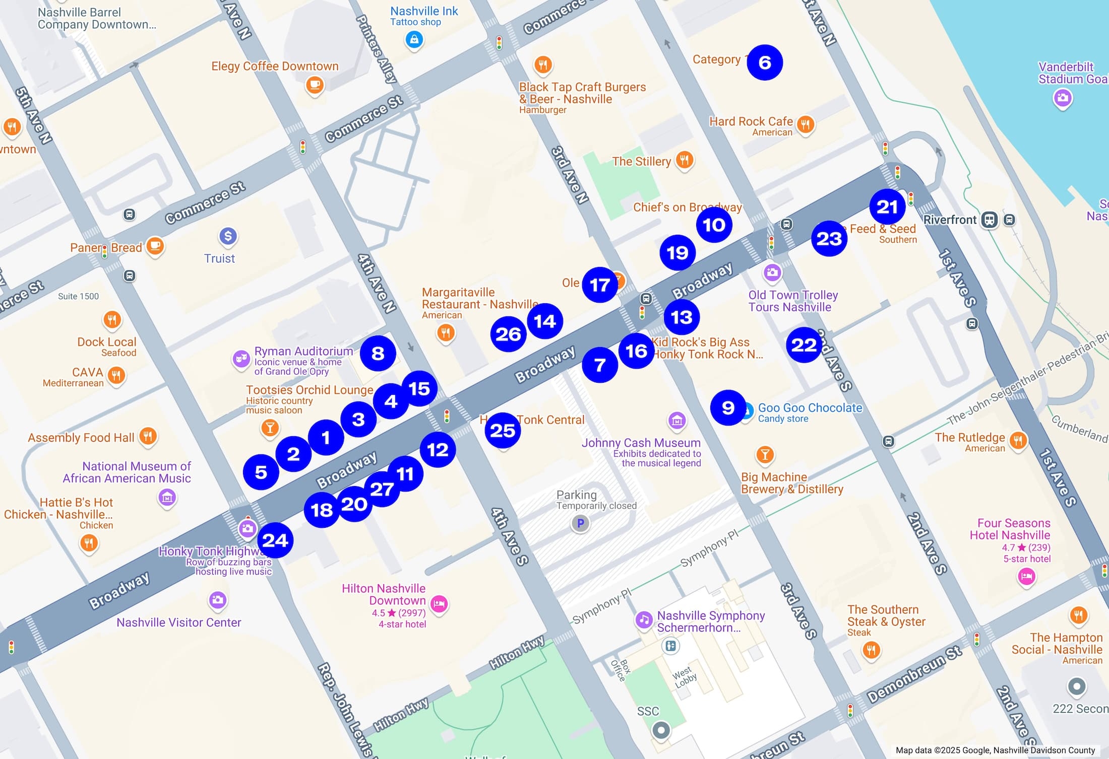 Printable Map Downtown Nashville Bars And Clubs Printable Map Downtown Nashville Bars And Clubs