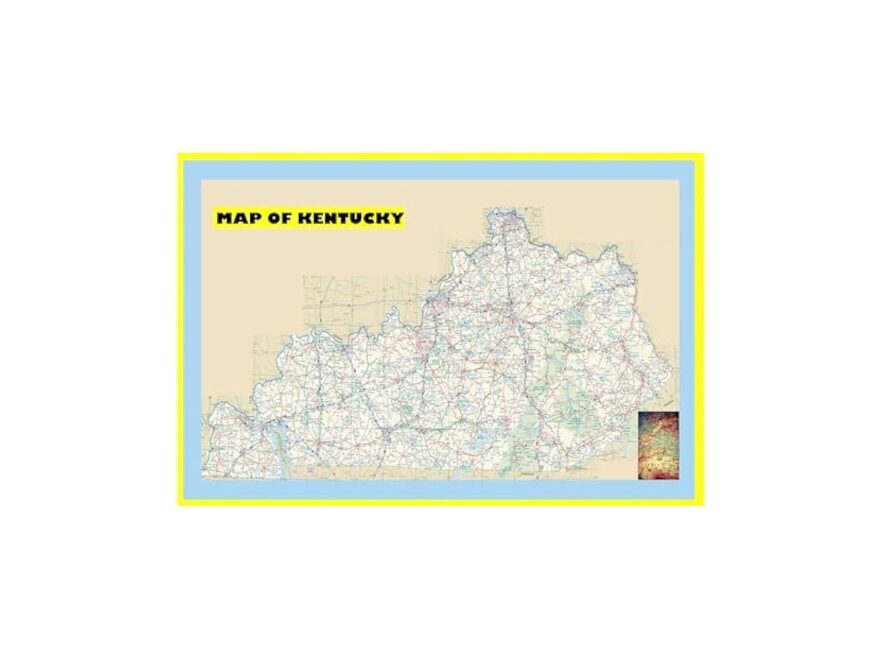 Amazon 24x36 Map Of Kentucky Large Detailed Roads And Highways Map Of Kentucky State With All Cities Parks And Landmarks Laminated Wall Map Poster Office Products