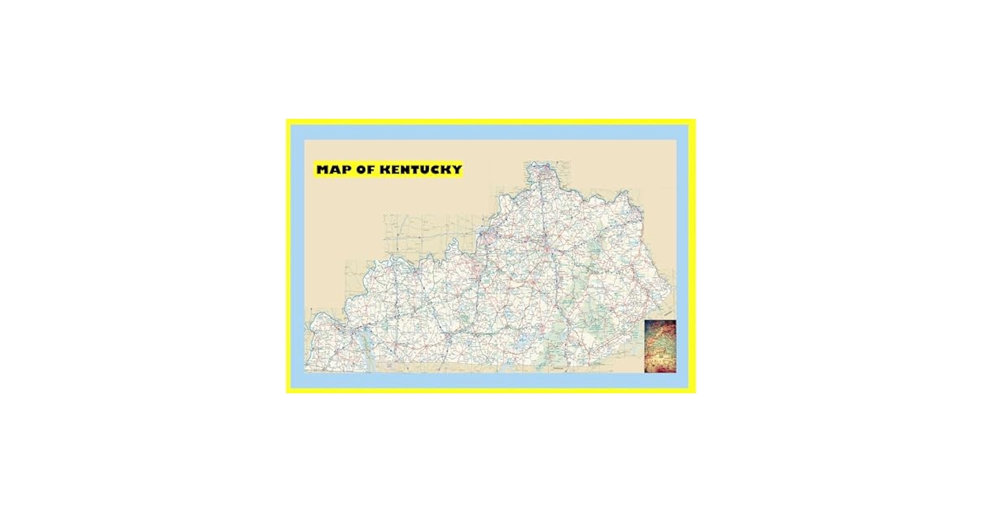 Amazon 24x36 Map Of Kentucky Large Detailed Roads And Highways Map Of Kentucky State With All Cities Parks And Landmarks Laminated Wall Map Poster Office Products