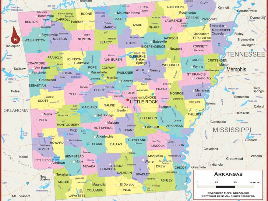 Amazon 42 X 34 Arkansas State Wall Map Poster With Counties Classroom Style Map With Durable Lamination Safe For Use With Wet Dry Erase Marker Very Popular For Educators