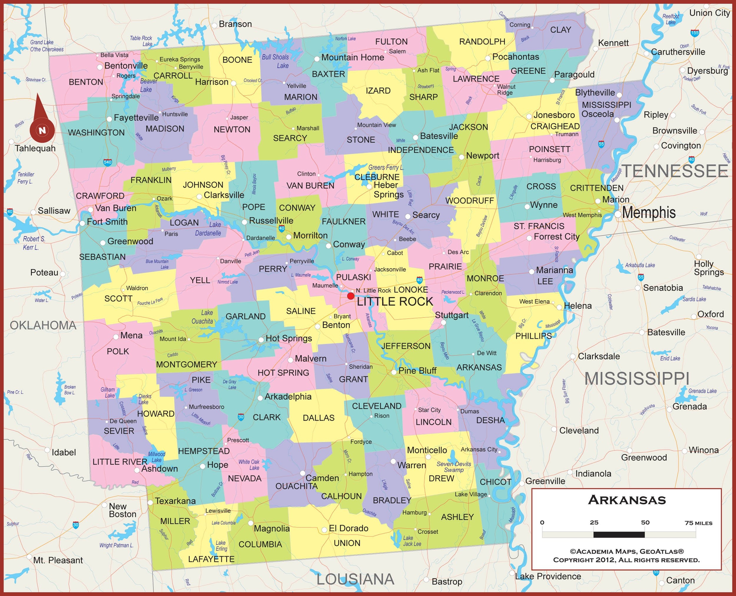 Amazon 42 X 34 Arkansas State Wall Map Poster With Counties Classroom Style Map With Durable Lamination Safe For Use With Wet Dry Erase Marker Very Popular For Educators