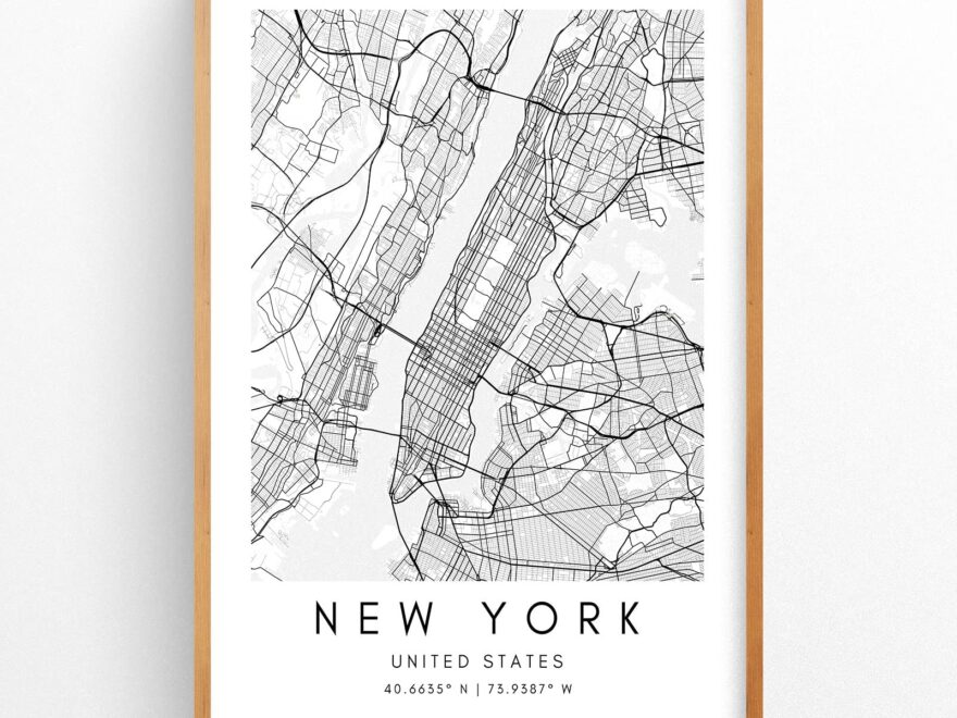 Amazon 8 X 10 Inch New York City Maps Unframed NYC Downtown Black And White Print Poster Modern Home Decor New York Map Wall Art Canvas Printing Minimalist Art Scandinavian Map For Living