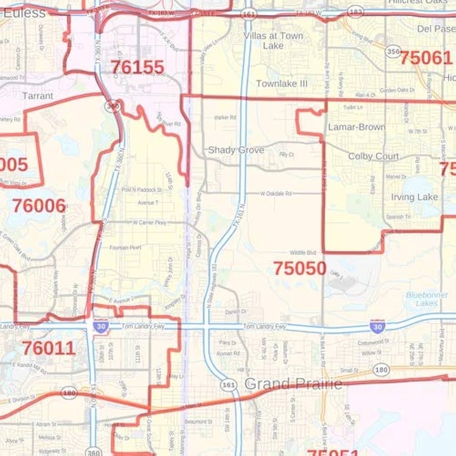 Dfw Zip Code Map Printable