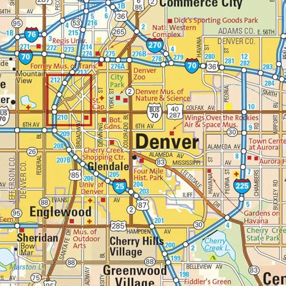 Amazon Denver Colorado Wall Map Large 22 75 X 19 5 Art Quality Print Office Products