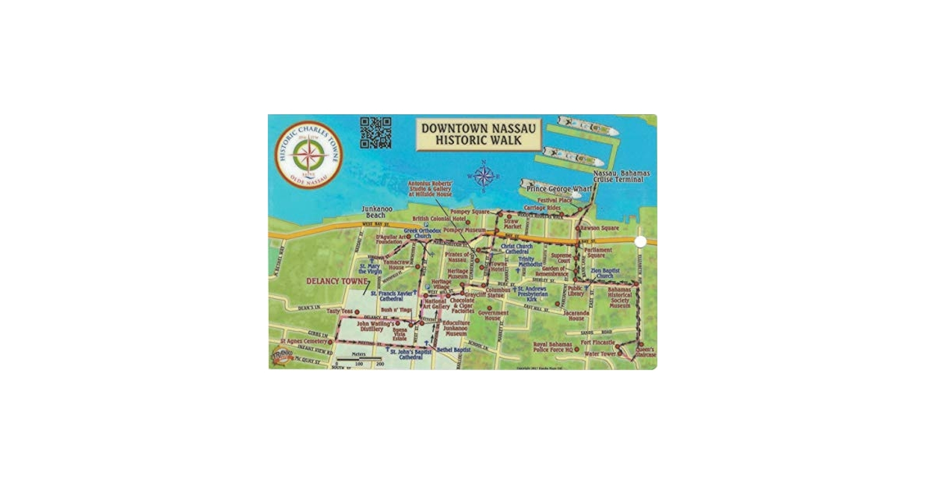 Amazon Historic Charles Towne Olde Nassau Walking Map Office Products