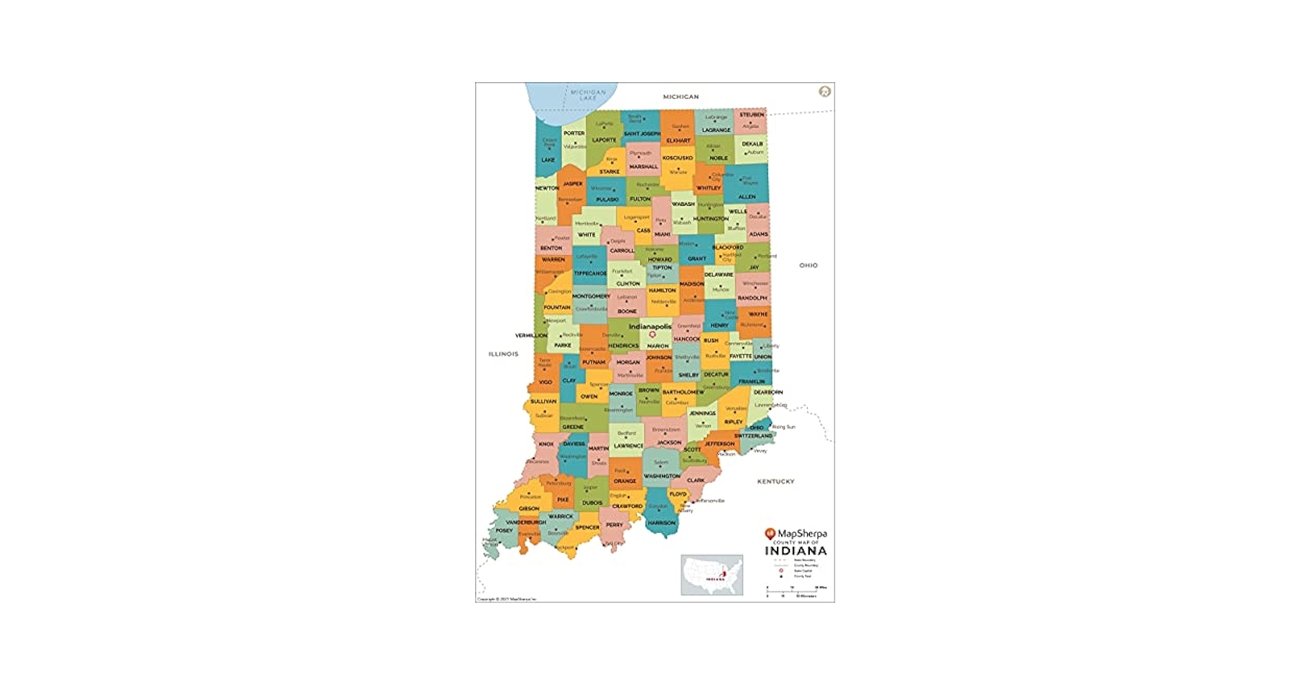 Printable Indiana State County Map Printable Indiana State County Map