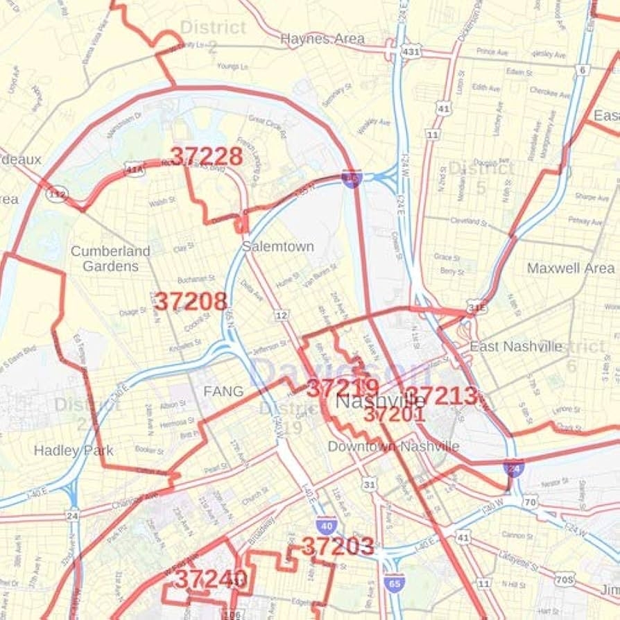 Printable Map Of Nashville Vacinity