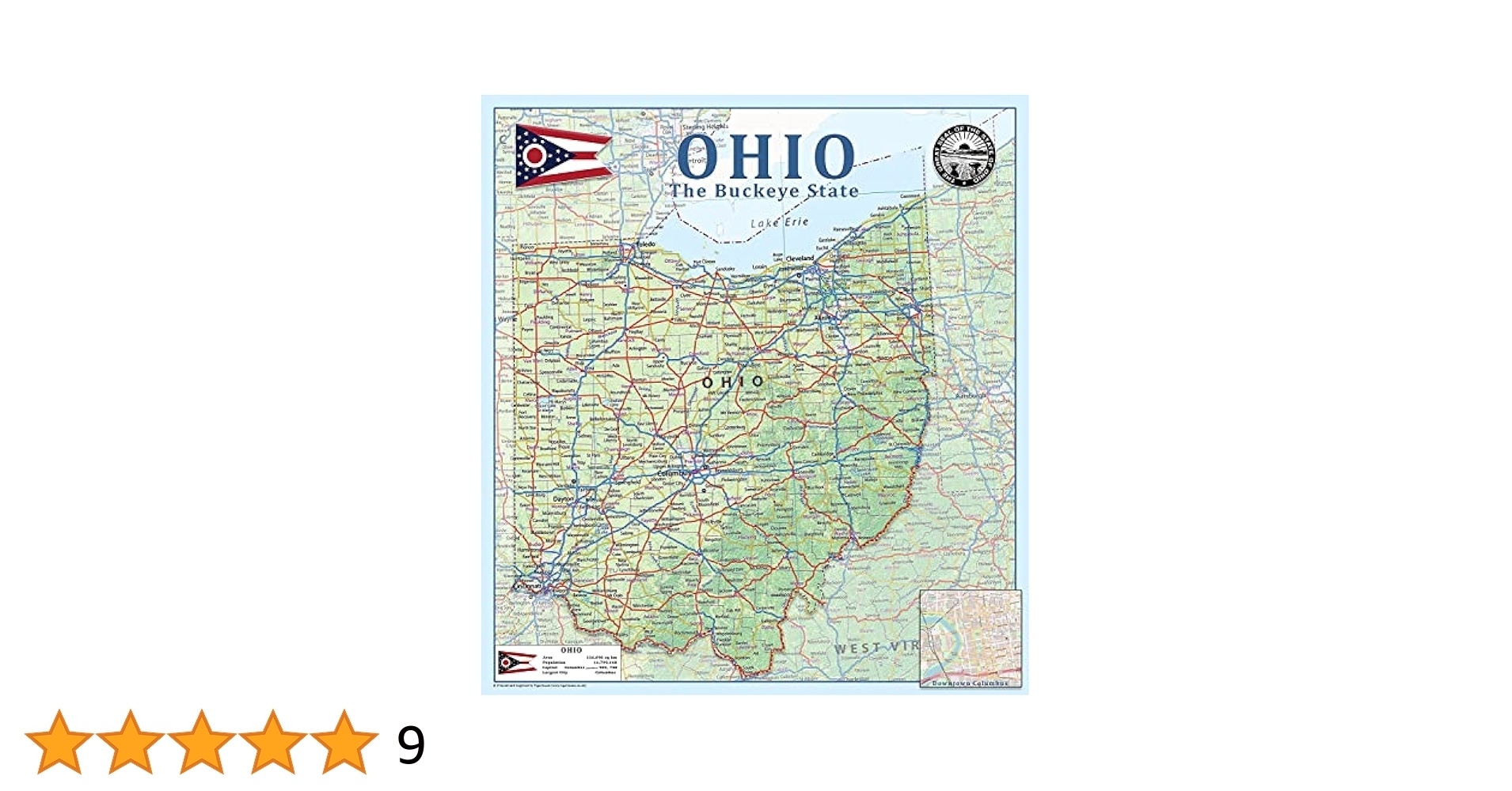 Amazon Ohio State Physical Map 21 2 X 23 3 Inches Paper Laminated Office Products