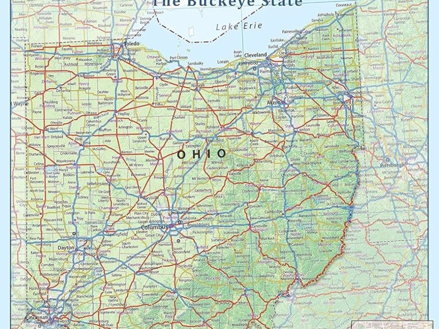 Amazon Ohio State Physical Map 21 2 X 23 3 Inches Paper Laminated Office Products