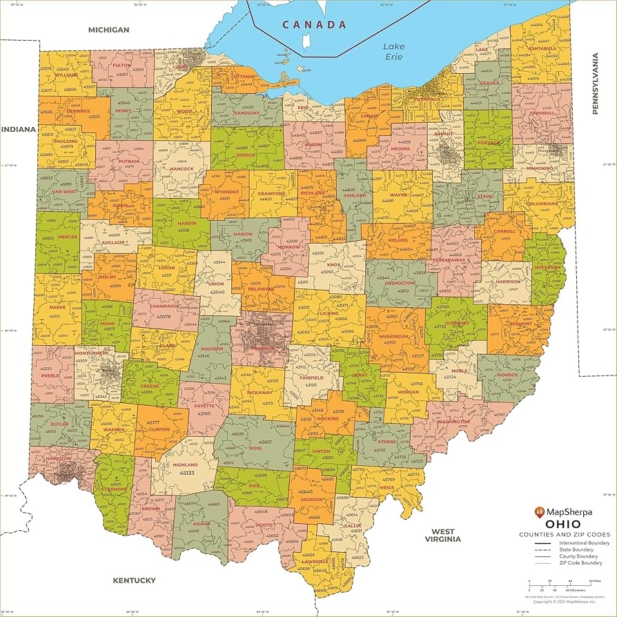 Ohio Color Map Printable