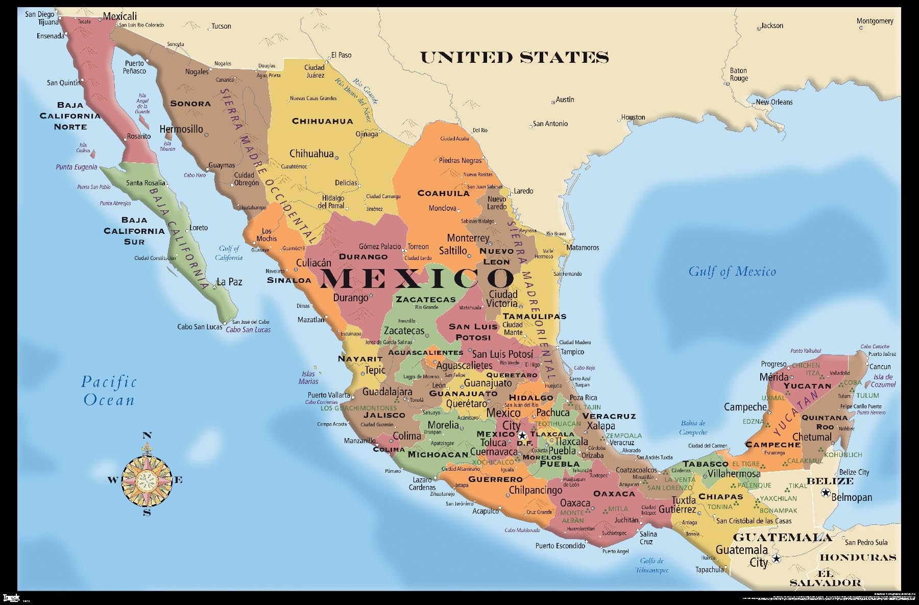 Printable Map Of Mexico On The Glob