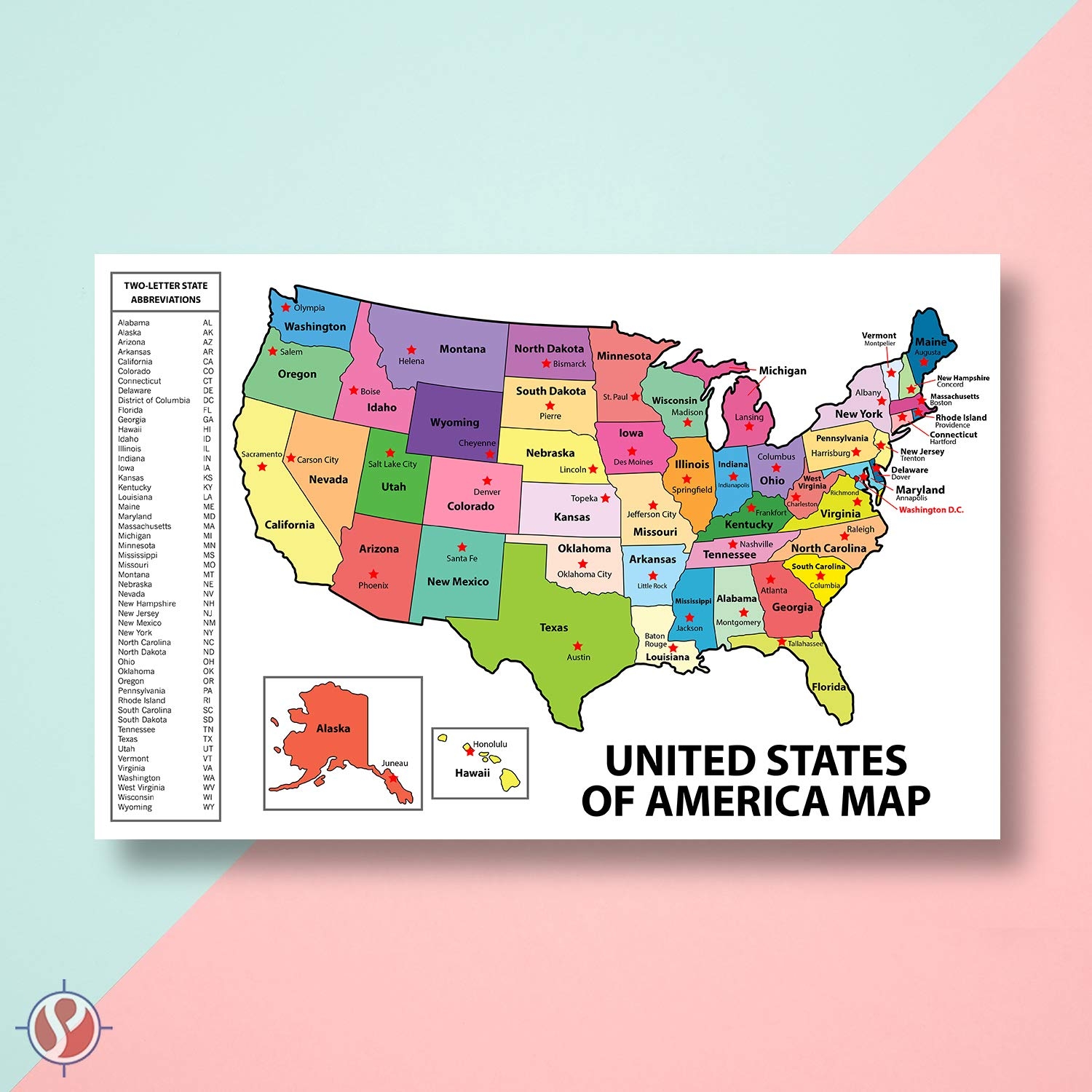 Amazon United States Map USA Poster US Educational Map With State Capital For Ages Kids To Adults Home School Office Printed On 12pt Glossy Card Stock  Amazon United States Map USA Poster US Educational Map With State Capital For Ages Kids To Adults Home School Office Printed On 12pt Glossy Card Stock