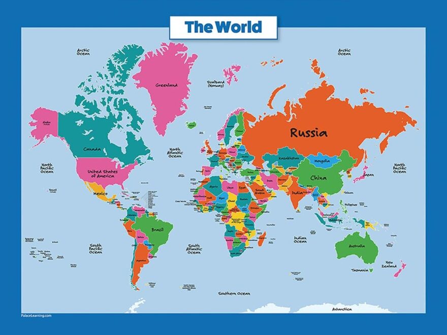 Amazon World Map For Kids LAMINATED Wall Chart Map Of The World 18 X 24 Office Products
