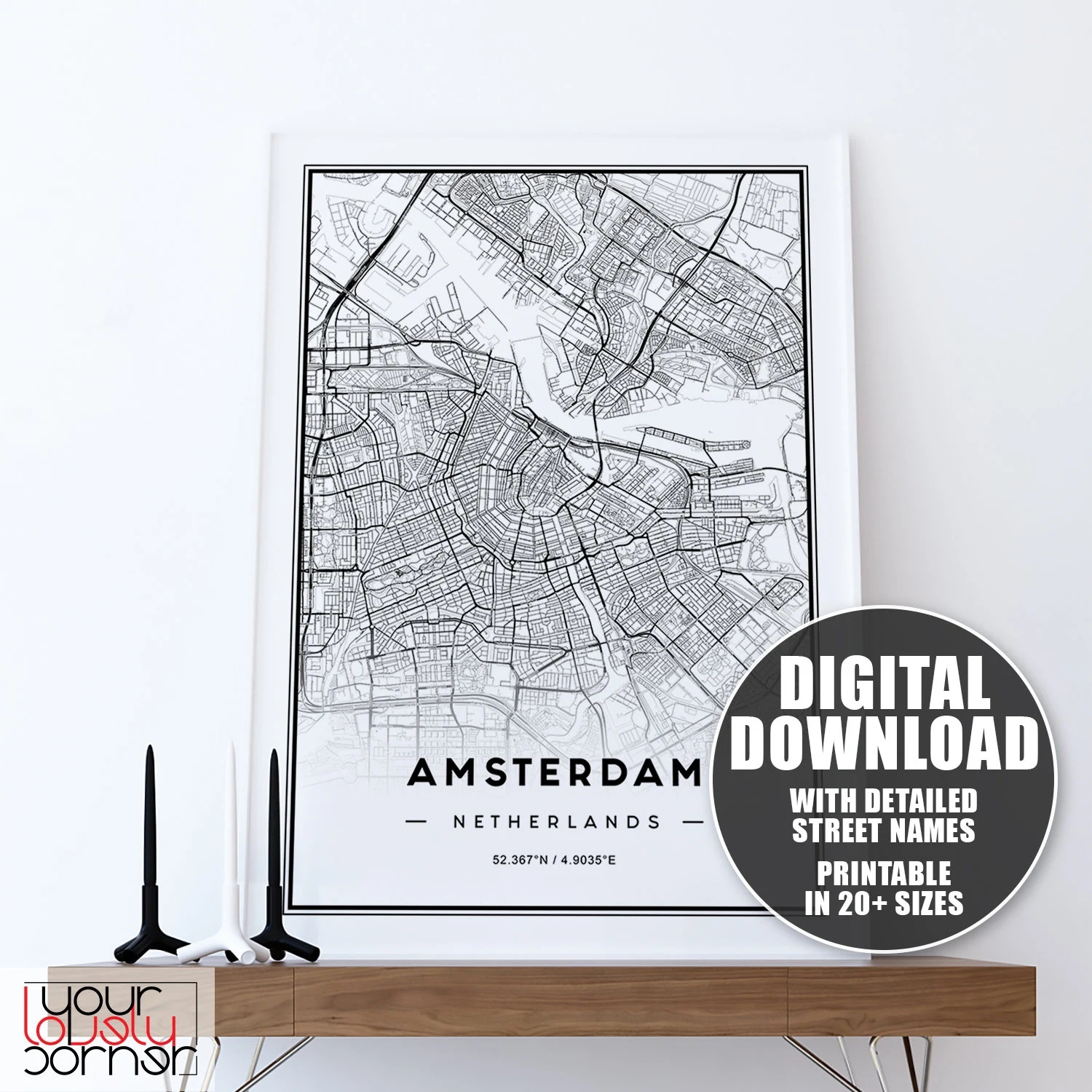 Amsterdam Map Print Amsterdam Map Gift Printable Map Of Amsterdam City Map Prints Amsterdam City Map Print Amsterdam Map Art Etsy