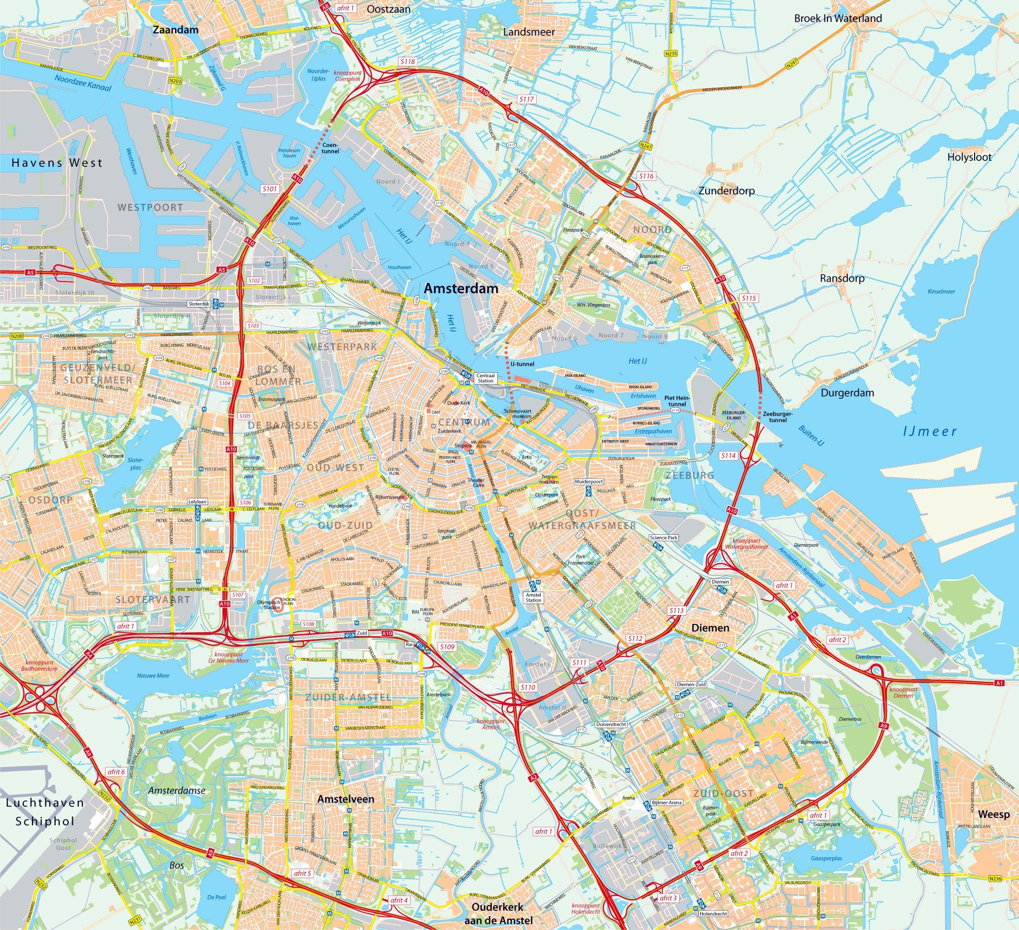 Amsterdam Road Map Map Of Amsterdam Road Netherlands 