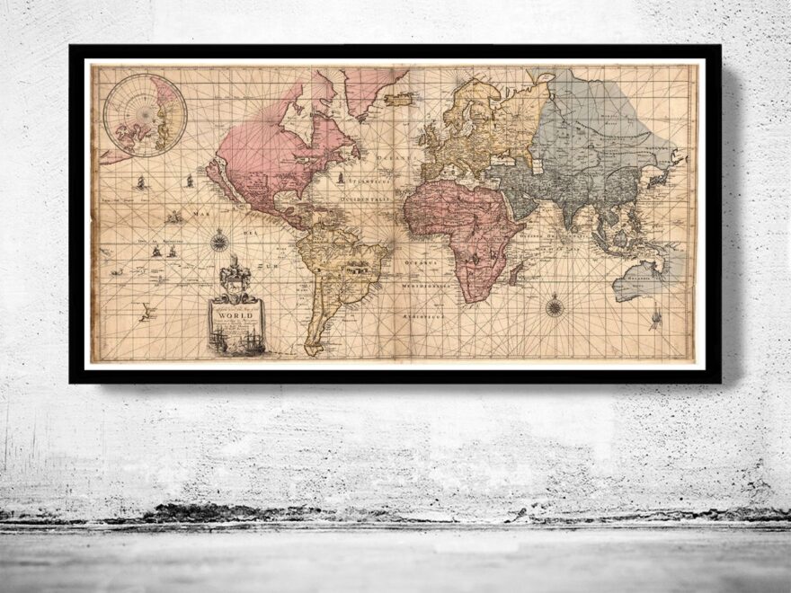 Antique Map Of The World 1676 Vintage Map Wall Map Print VINTAGE MAPS AND PRINTS