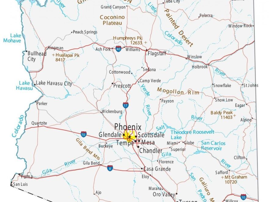 Arizona Map Cities And Roads GIS Geography