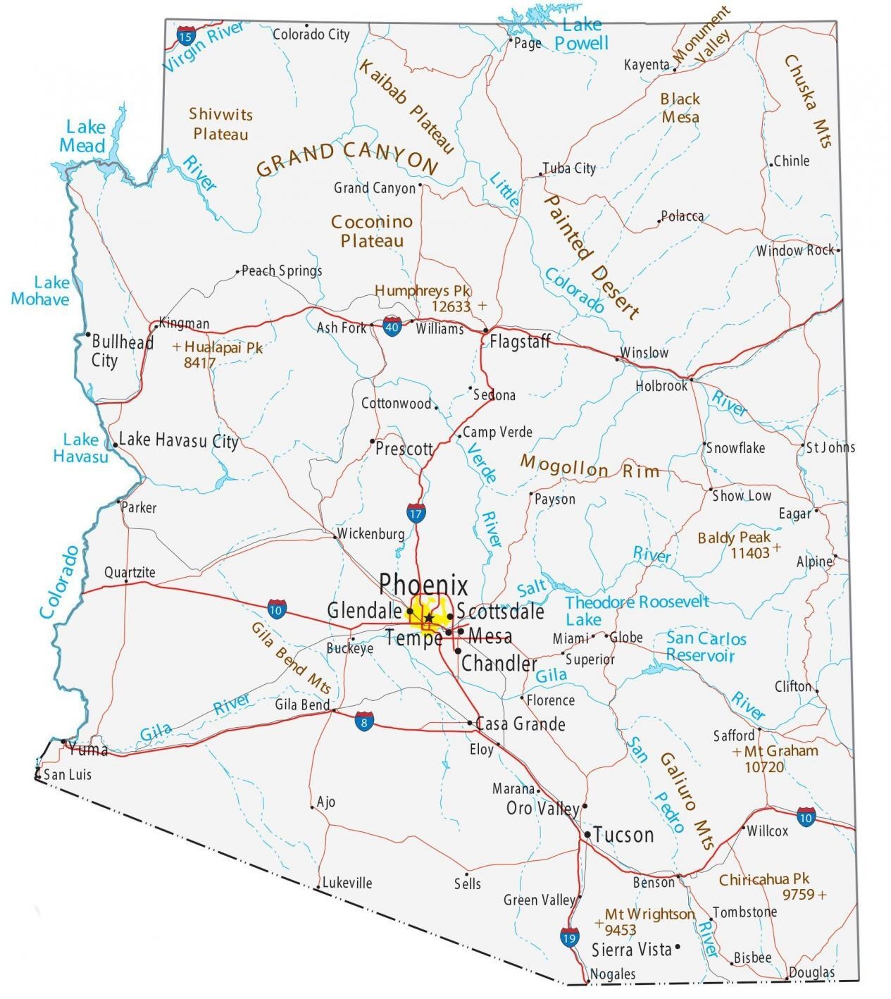 Arizona Map Cities And Roads GIS Geography Arizona Map Cities And Roads GIS Geography